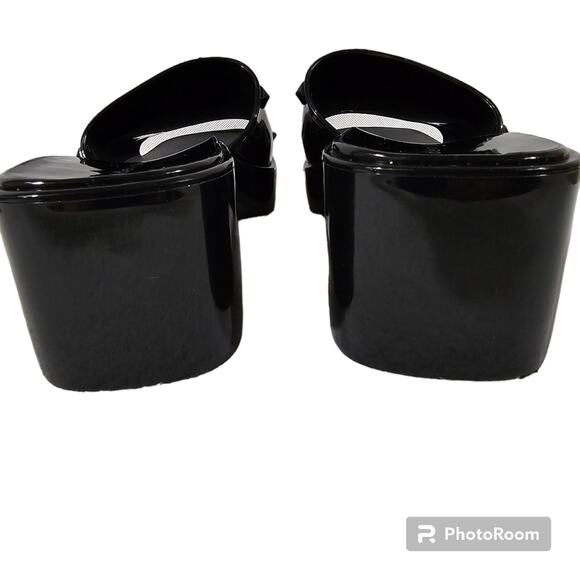 Madden Girl Pacer Black Platform Chunky Heel Slides Size 9 - Picture 7 of 10